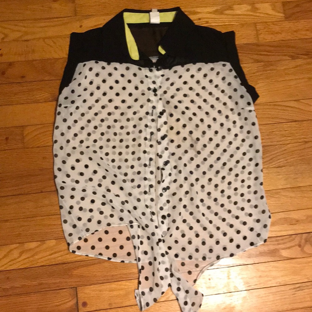 Sheer Polka Dot Button-Up Dress Shirt